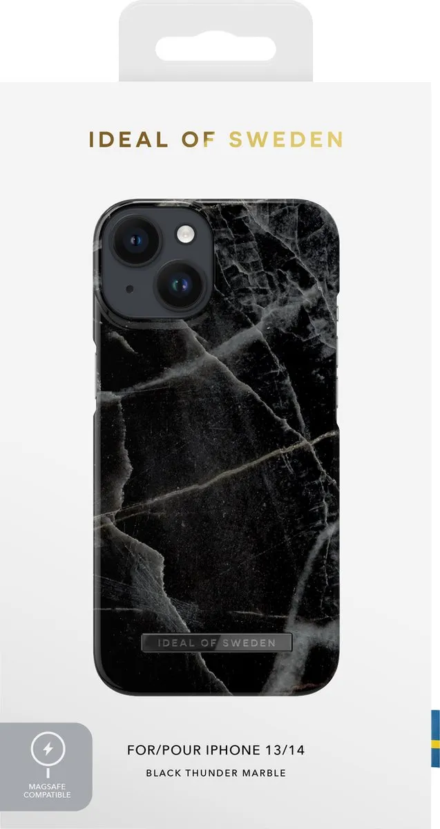 iDeal of Sweden iPhone 13/14 Black Thunder Marble MagSafe Hoesje - 4 Pasjes - afbeelding 3 van 6