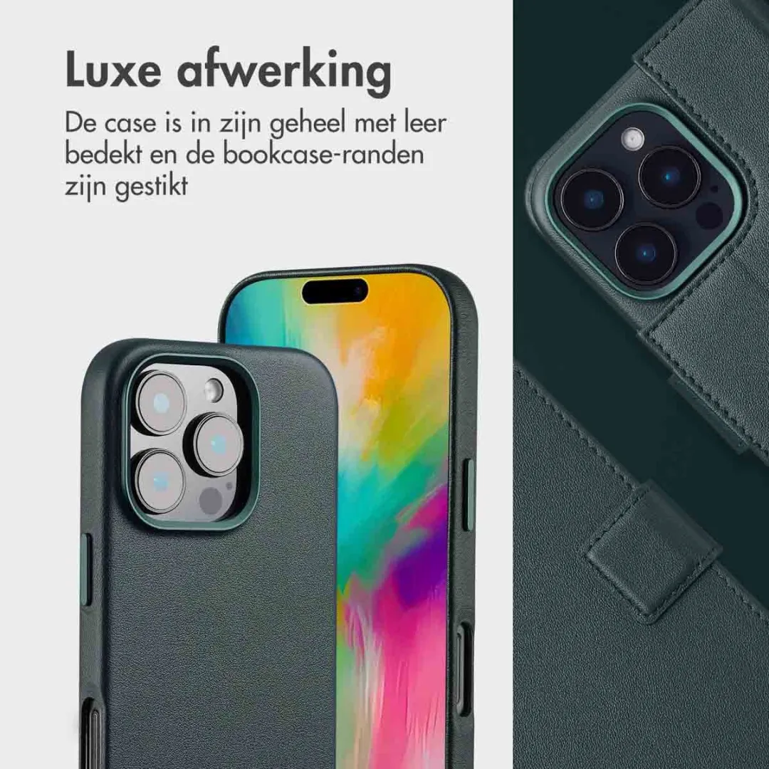 Accezz Hoesje iPhone 16 Pro Max - Leather Bookcase 2-in-1 - Cedar Green
