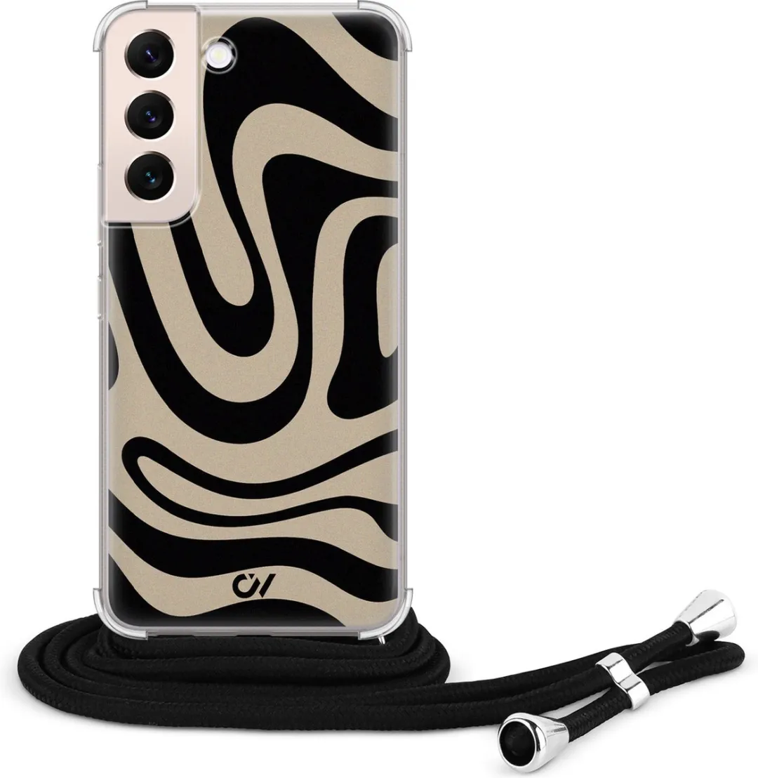 Casevibes S22 Telefoonhoesje - Abstract Black Waves C/S22/UV/013 - Zwart