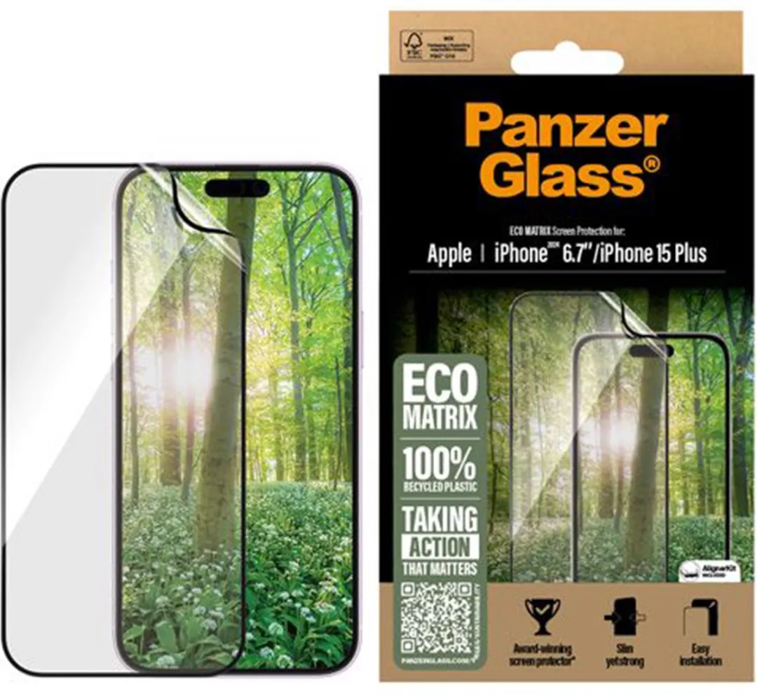 PanzerGlass, Screen Protector Geschikt voor Apple iPhone 16 Plus UWF Matrix Olie en Krasbestendig, Transparant