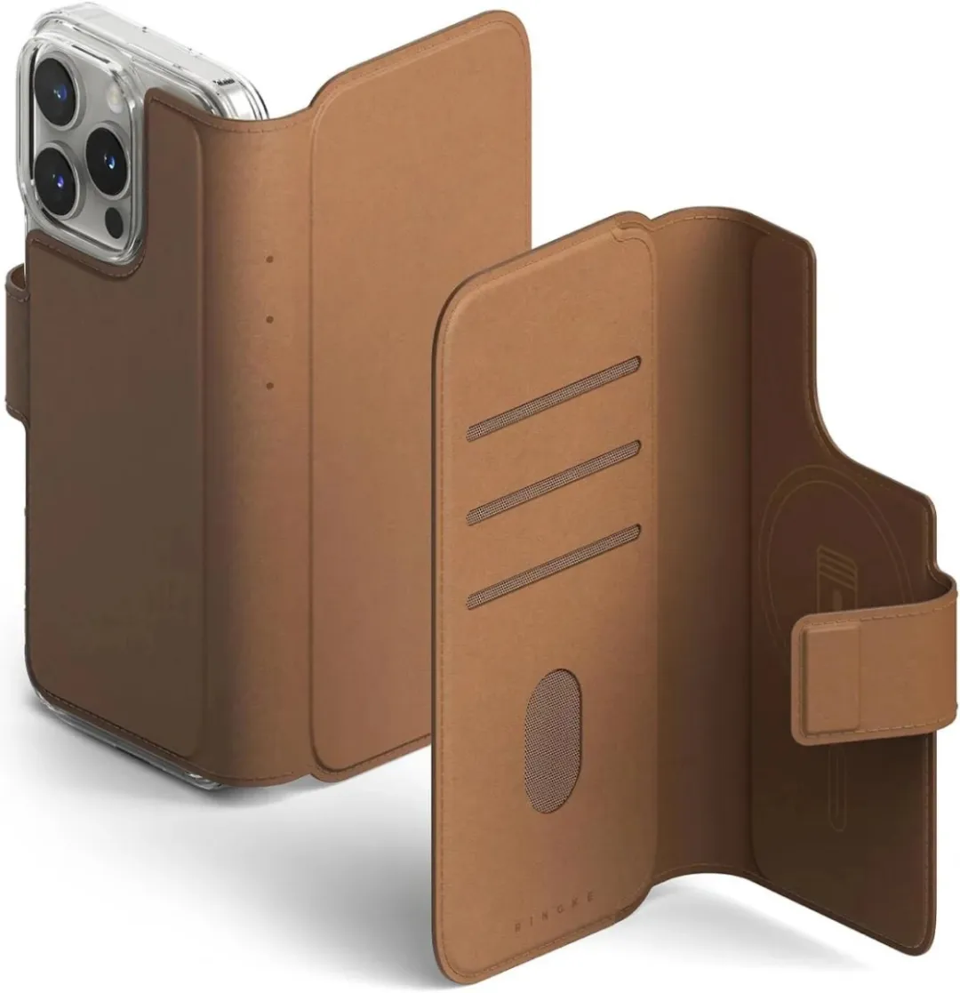 Ringke Folio Wallet Magnetic Portemonnee - iPhone 16 Pro Max/Plus - 3 Pasjes - Bruin