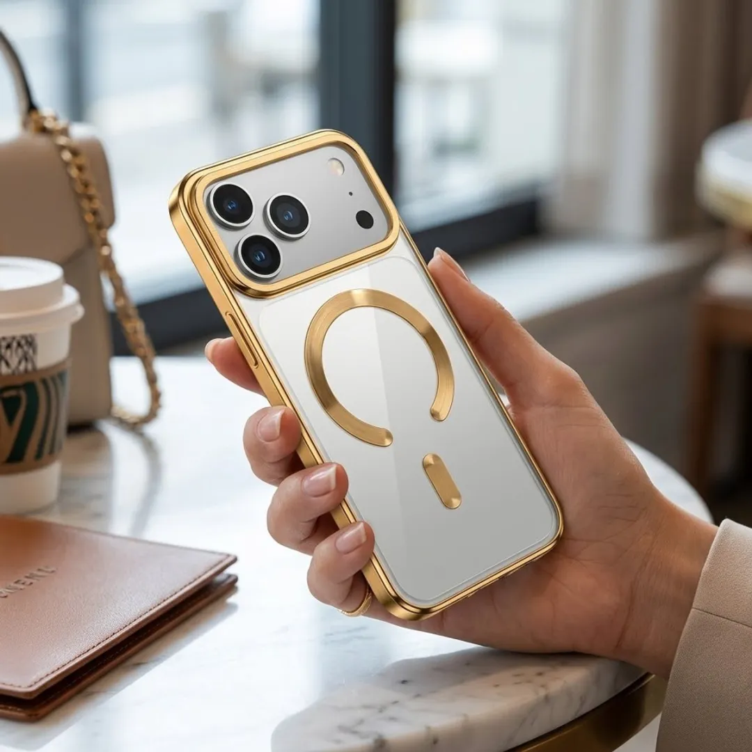 NUVEX iPhone 17 Pro Max Hoesje - Transparant Goud - MagSafe