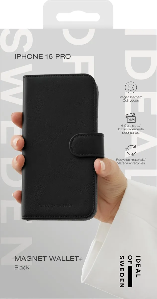 iDeal of Sweden Magnet Wallet IDMWP-I2461P-01 - iPhone 16 Pro - 6 Pasjes - Zwart