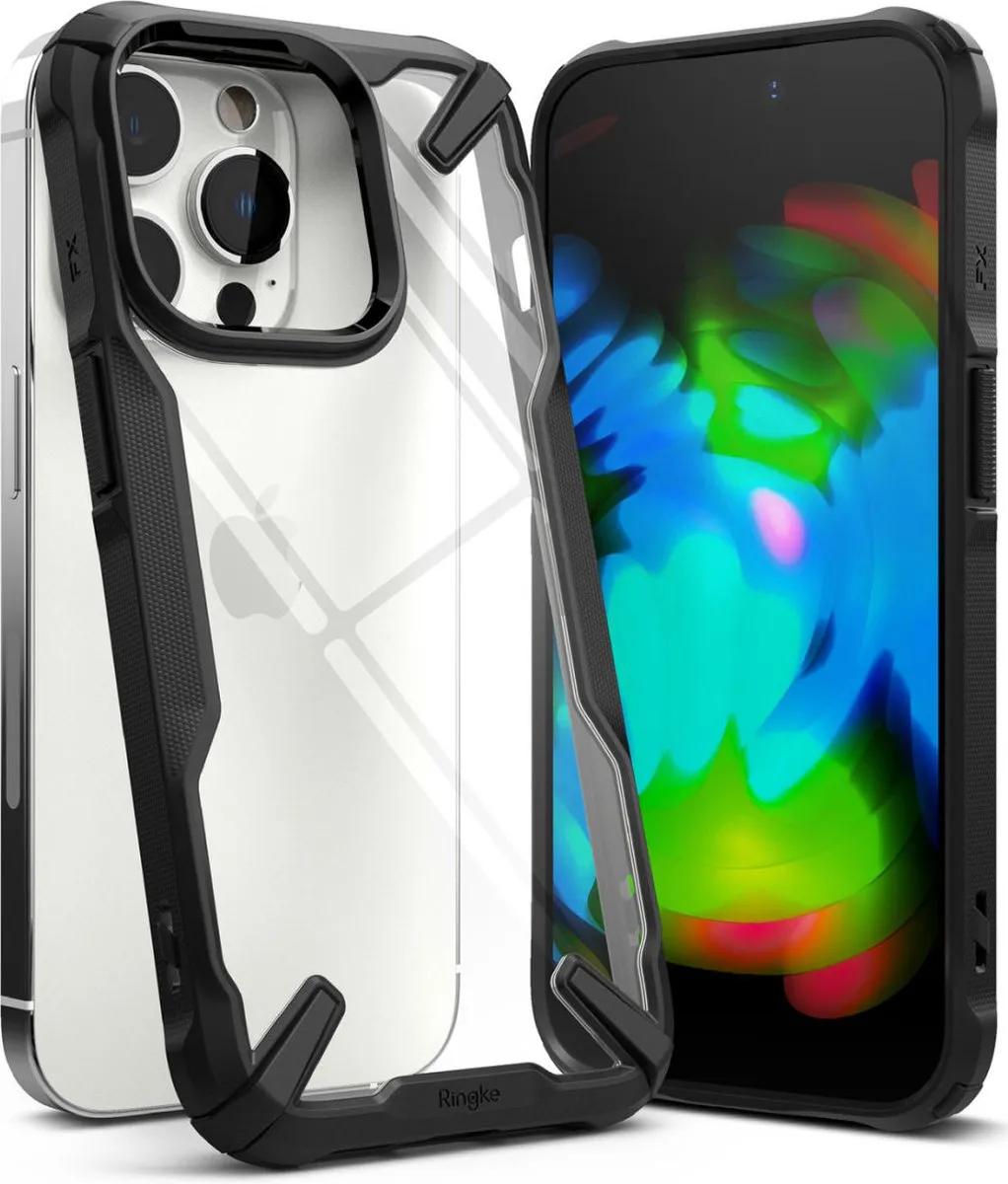 Ringke Fusion X iPhone 14 Pro Max Hoesje - Transparant Zwart