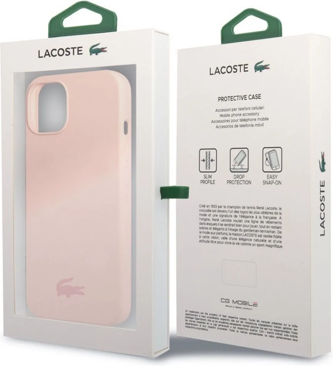 Lacoste Glossy Silicone Back Case Roze - iPhone 13