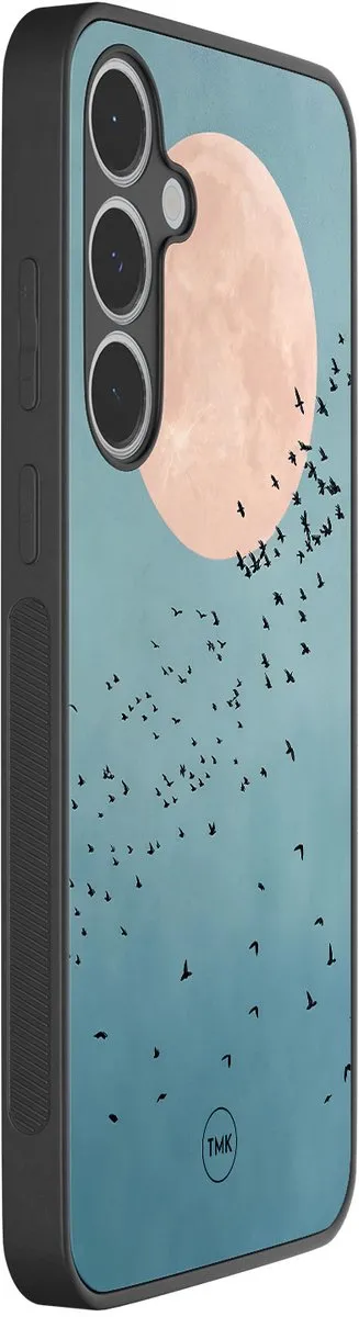 Casevibes S24FE Hoesje - Blauw Moon Birds - TPU/Hardcase