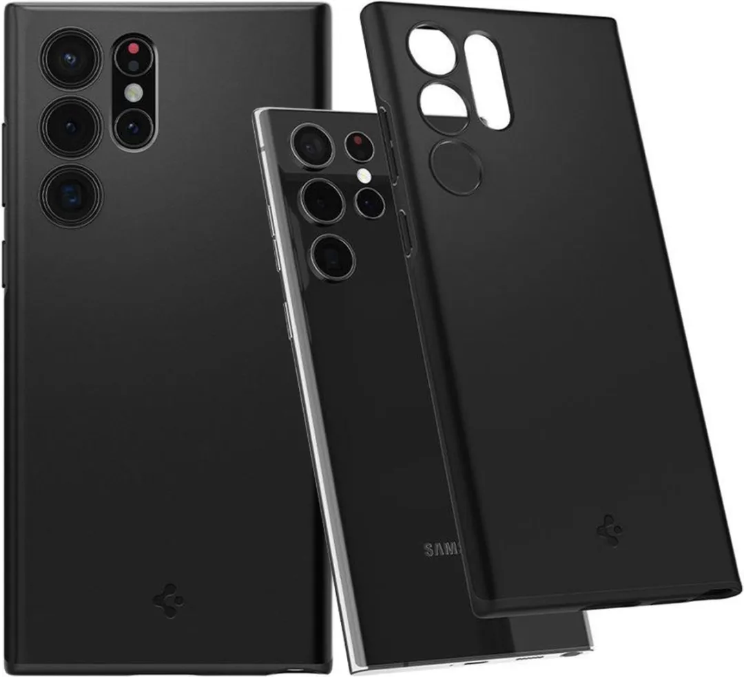 Spigen Thin Fit ACS03911 Hoesje - Samsung Galaxy S22 Ultra - Zwart