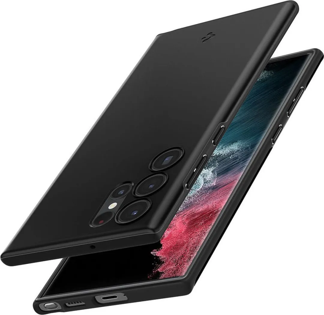 Spigen Thin Fit ACS03911 Hoesje - Samsung Galaxy S22 Ultra - Zwart
