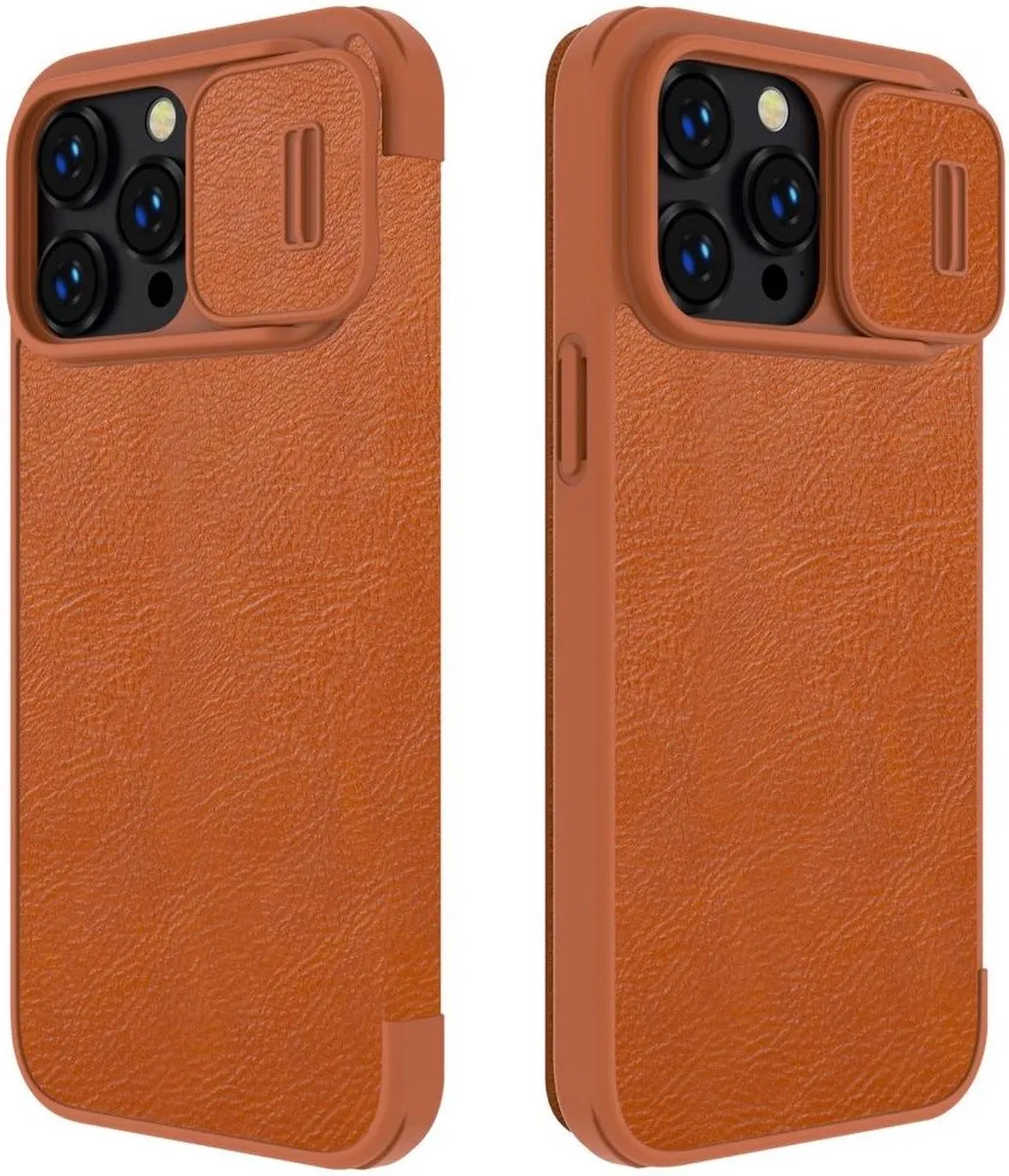 Nillkin Qin Pro Hoesje iPhone 14 Pro Max - 2 Pasjes - Bruin