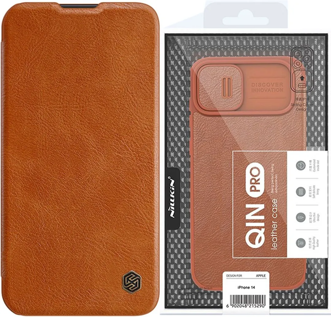 Nillkin Qin Pro Hoesje iPhone 14 Pro Max - 2 Pasjes - Bruin