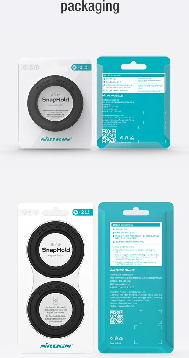 Nillkin 2-Pack Magnetische Ring SnapHold - iPhone 12/13 - Zwart