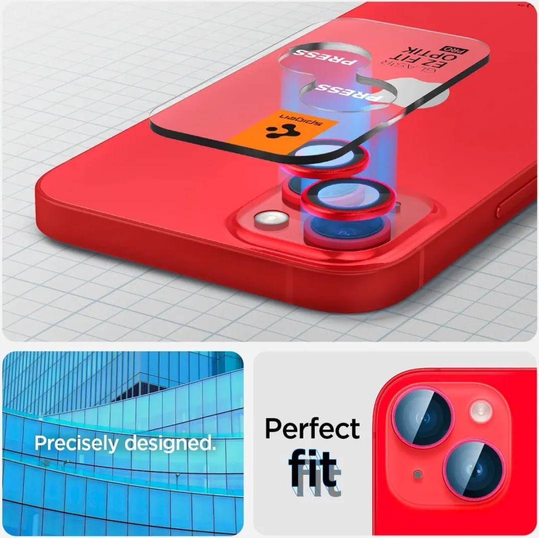 Spigen iPhone 14/14 Plus Camera Lens Glasbeschermer - Rood - 2 Stuks