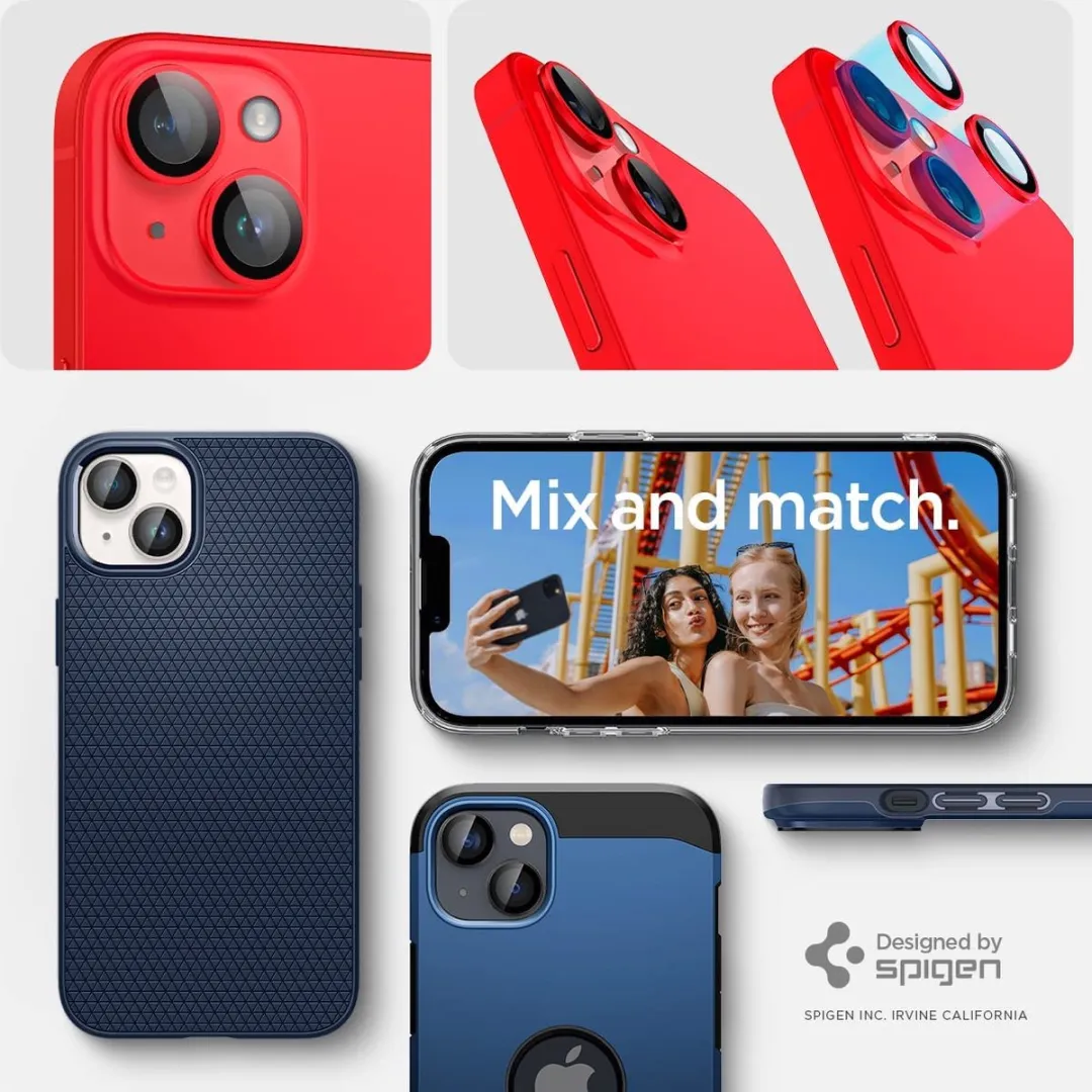 Spigen iPhone 14/14 Plus Camera Lens Glasbeschermer - Rood - 2 Stuks