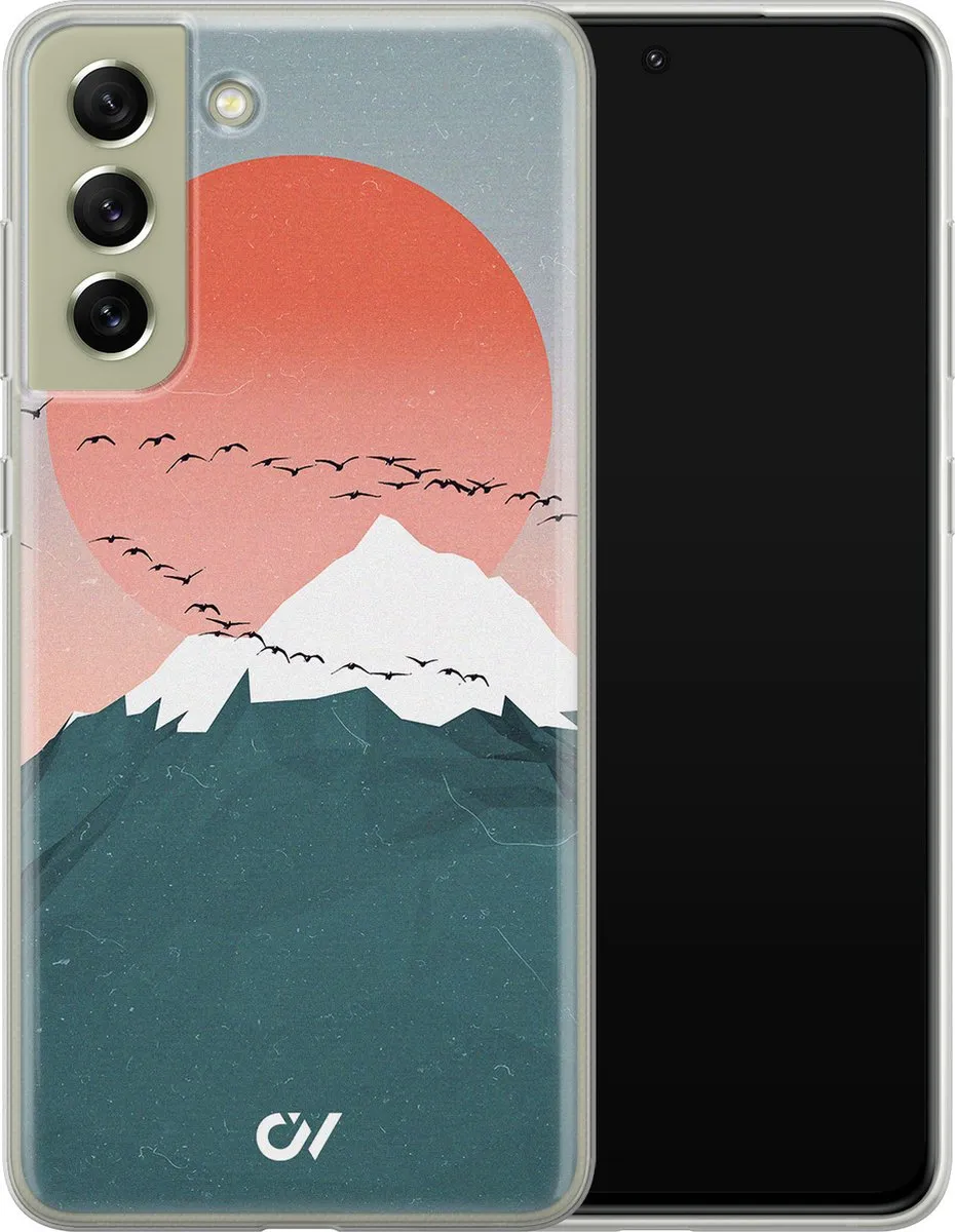 Casevibes Samsung Galaxy S21 FE Hoesje Mountain Birds - Blauw
