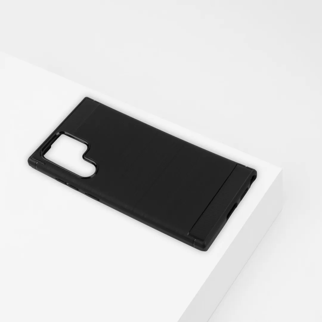 BMAX Carbon Hoesje Samsung Galaxy S22 Ultra - Zwart