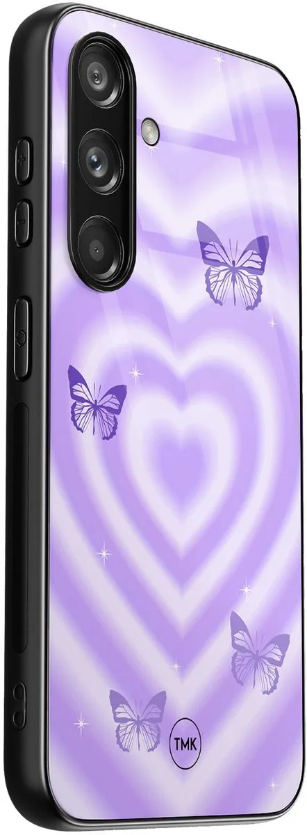 Casevibes Hoesje Samsung Galaxy S24 - Vlinders Retro Paars - TPU - afbeelding 2 van 3
