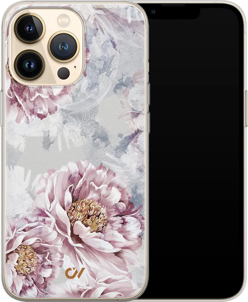Casevibes iPhone 13 Pro Hoesje Floral Print - Beige - A/13P/UV/050