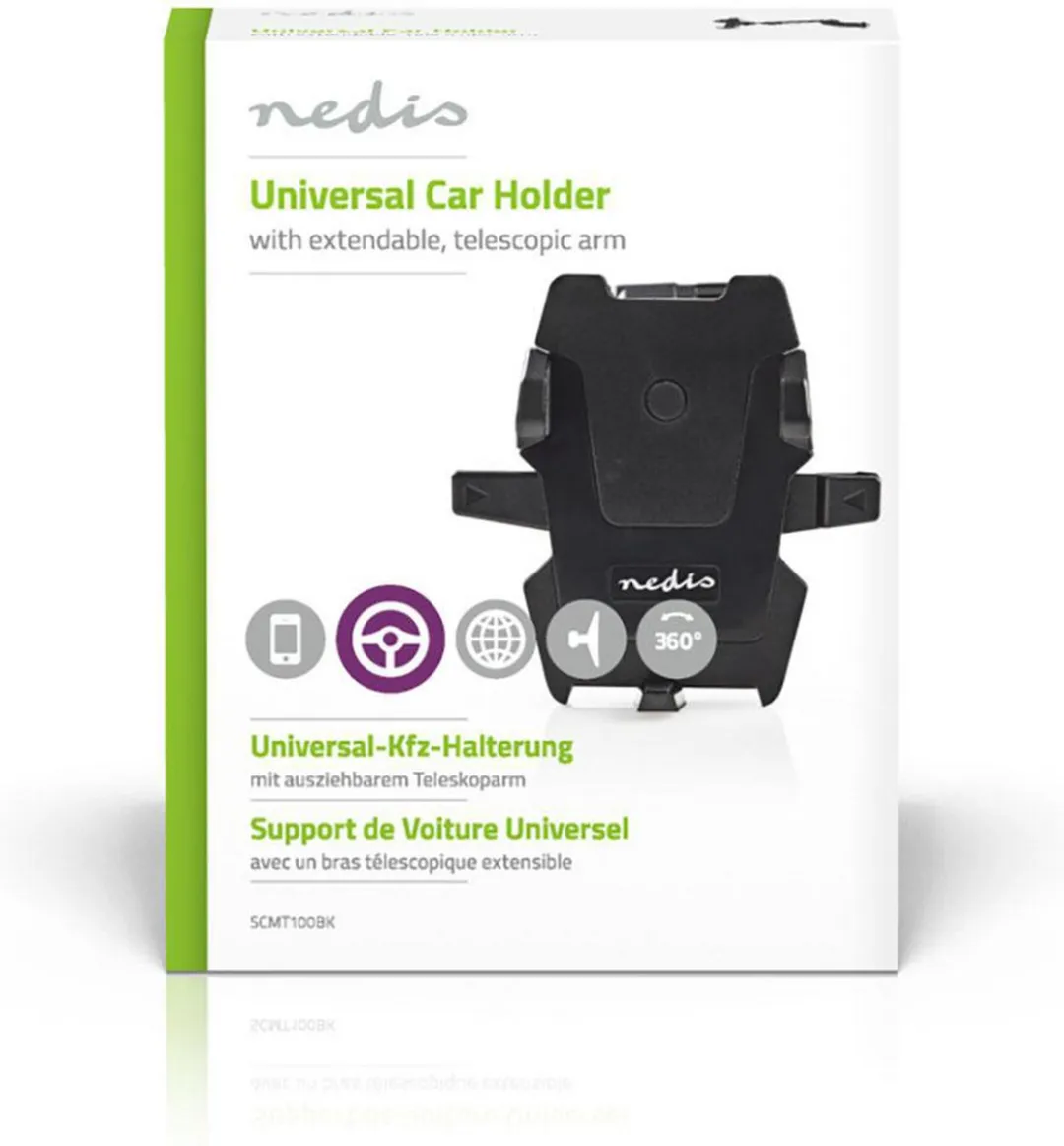 Nedis Smartphonehouder Auto SCMT100BK - Universeel 4-6.4" - Zwart