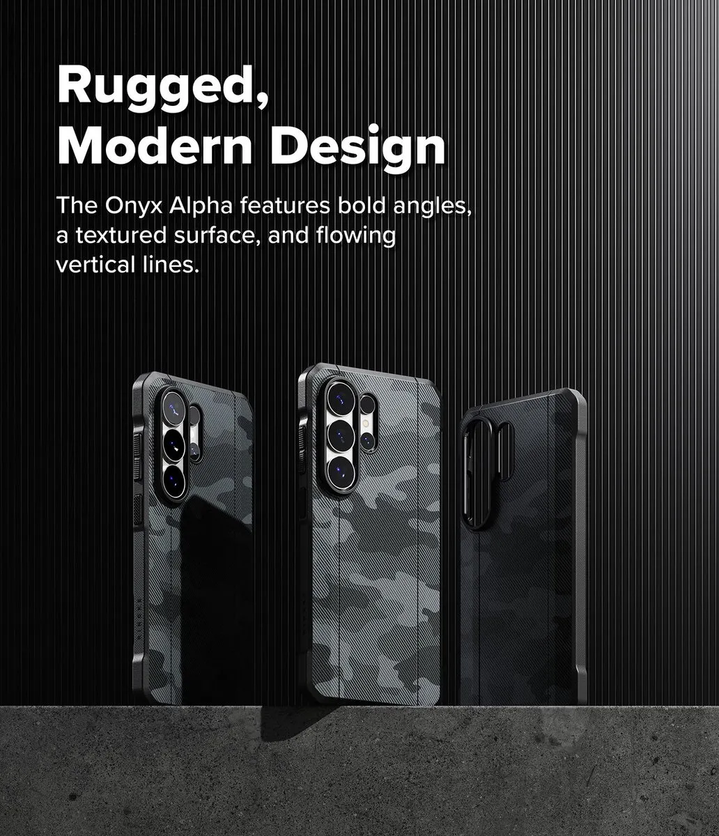 Ringke Onyx Alpha Magnetic Hoesje - Samsung Galaxy S26 Ultra - Camo Zwart - afbeelding 6 van 6