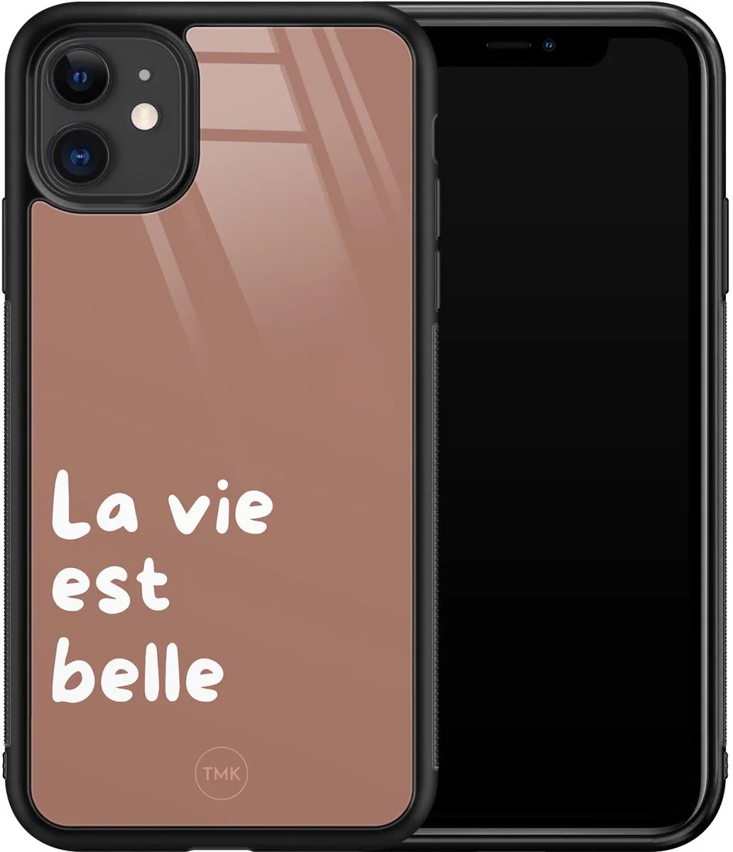 Casevibes iPhone 11 Hoesje - Bruin La Vie Est Belle - TPU Glossy