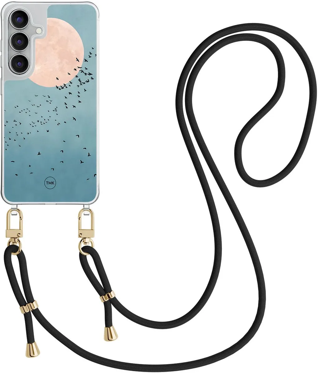 Casevibes S25 FE Telefoonhoesje Blauw - Moon Birds Print - Crossbody - CV/S/S25FE/C/021