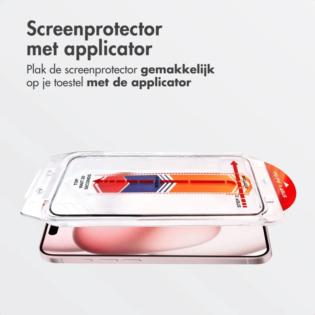 Accezz Screenprotector iPhone 15/16 - Glas met anti-stof applicator