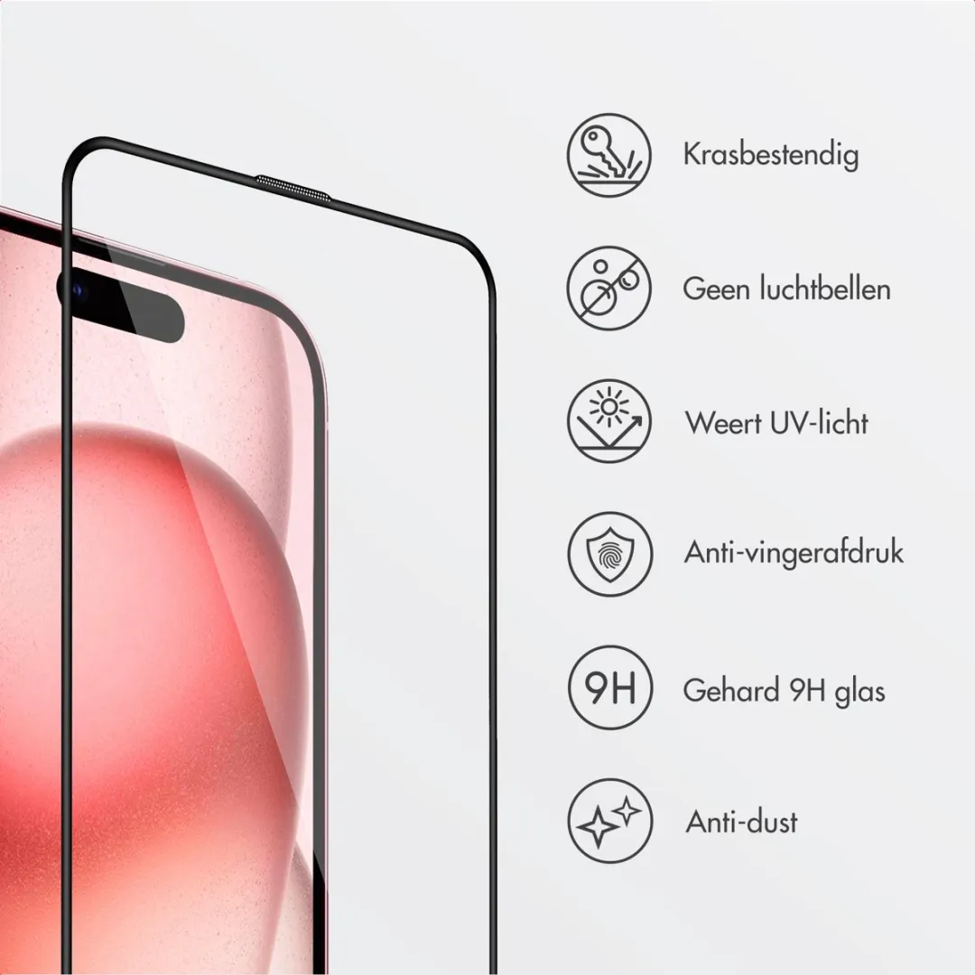 Accezz Screenprotector iPhone 15/16 - Glas met anti-stof applicator