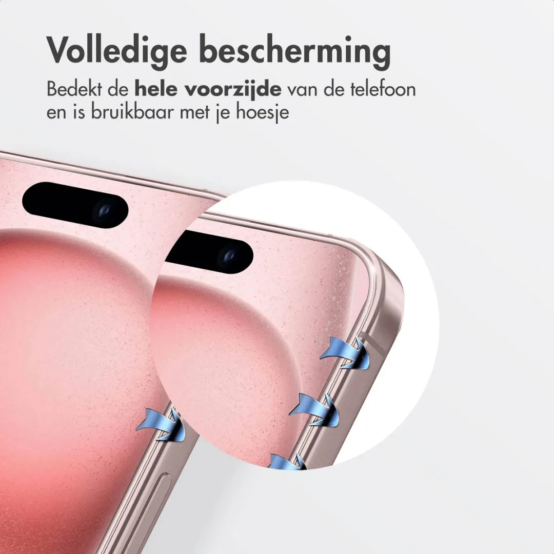 Accezz Screenprotector iPhone 15/16 - Glas met anti-stof applicator