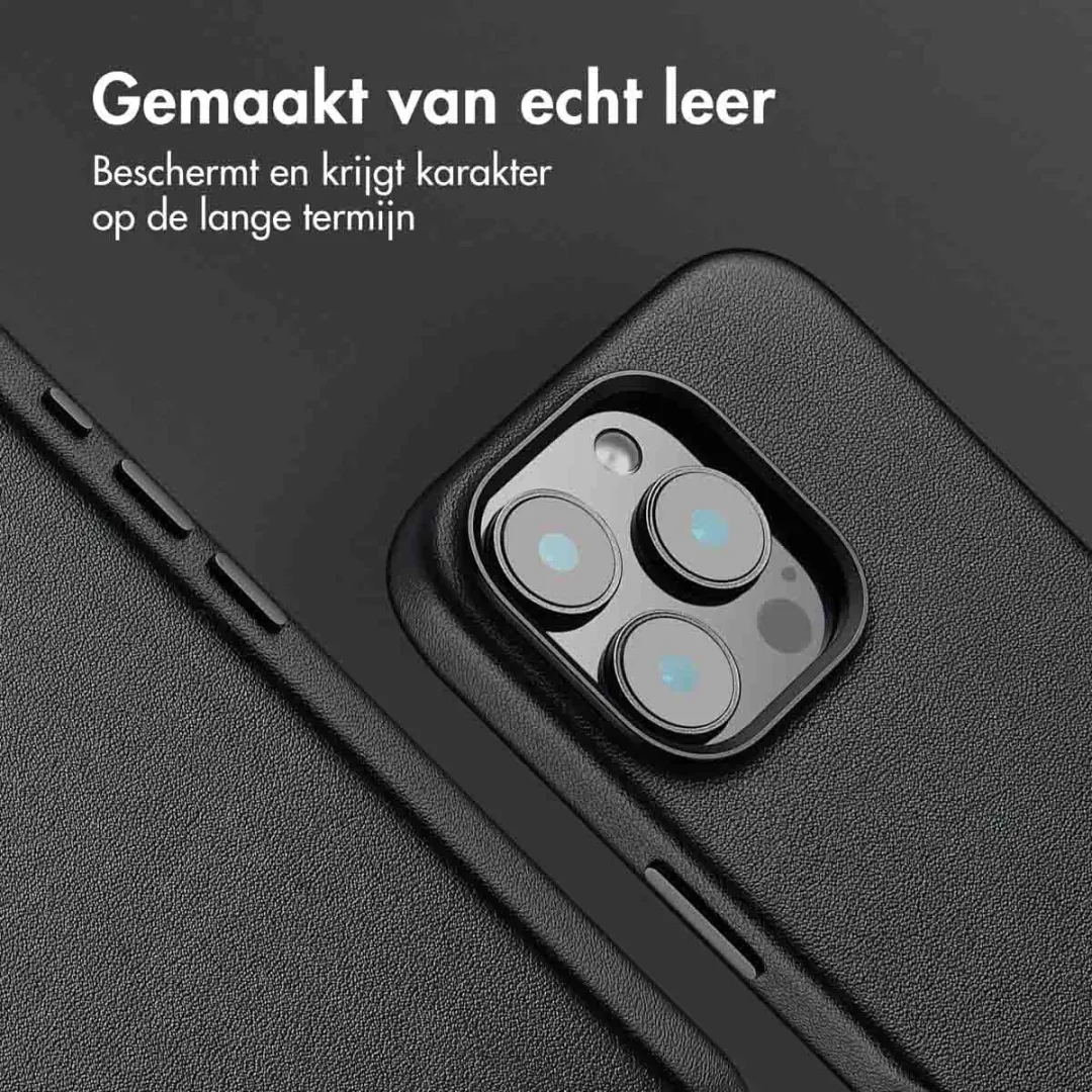 Accezz Hoesje iPhone 16 Pro - MagSafe Leather Black - 2 Pasjes