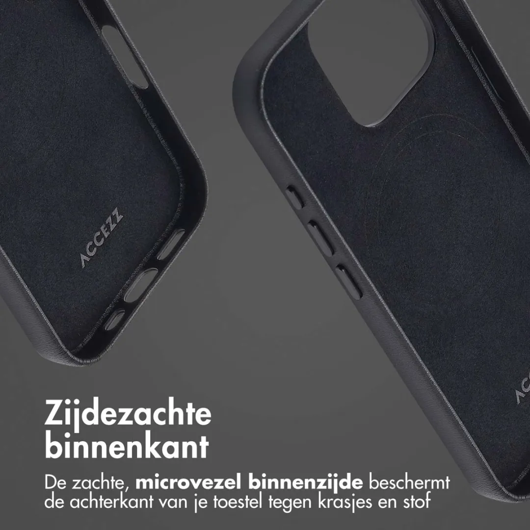 Accezz Hoesje iPhone 16 Pro - MagSafe Leather Black - 2 Pasjes