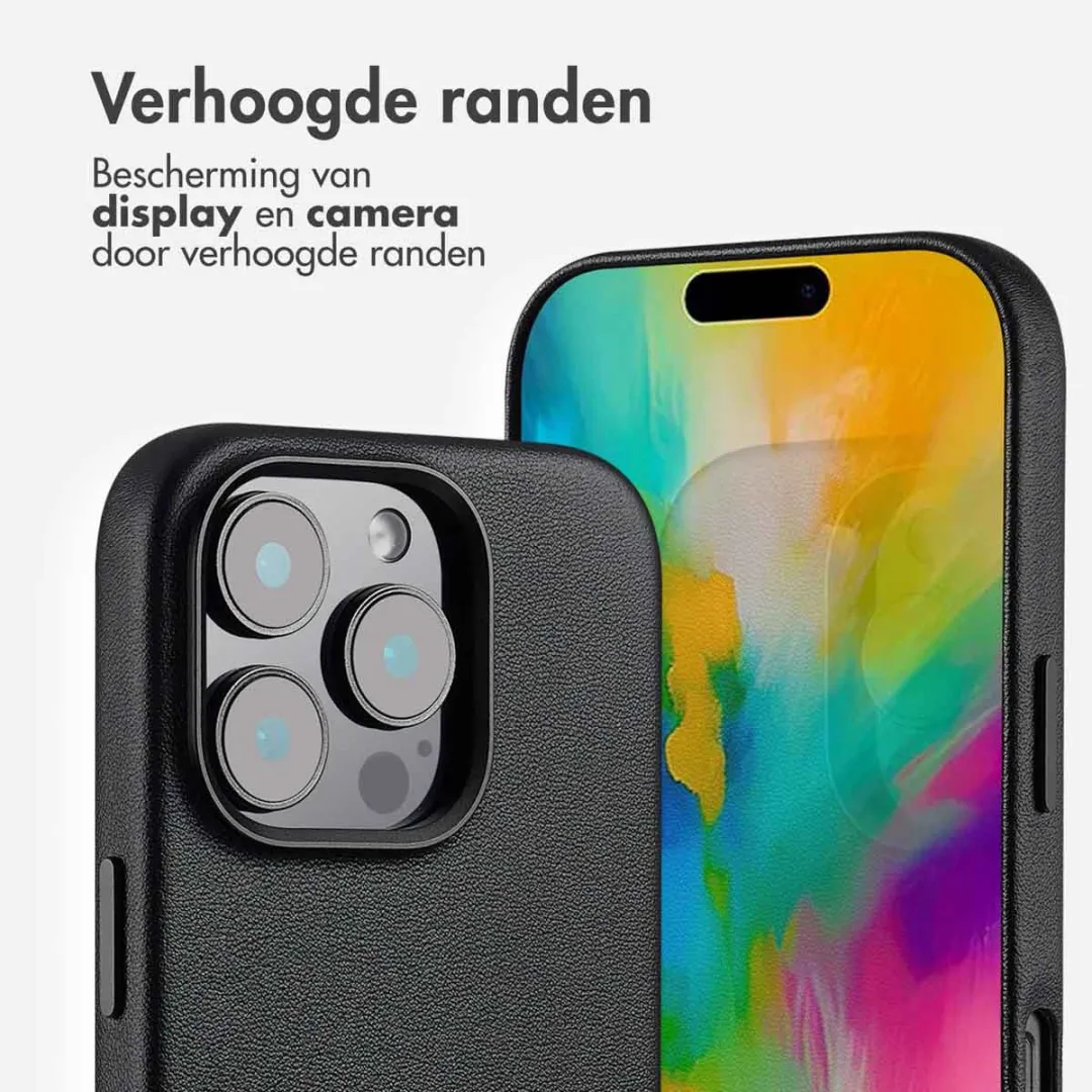 Accezz Hoesje iPhone 16 Pro - MagSafe Leather Black - 2 Pasjes