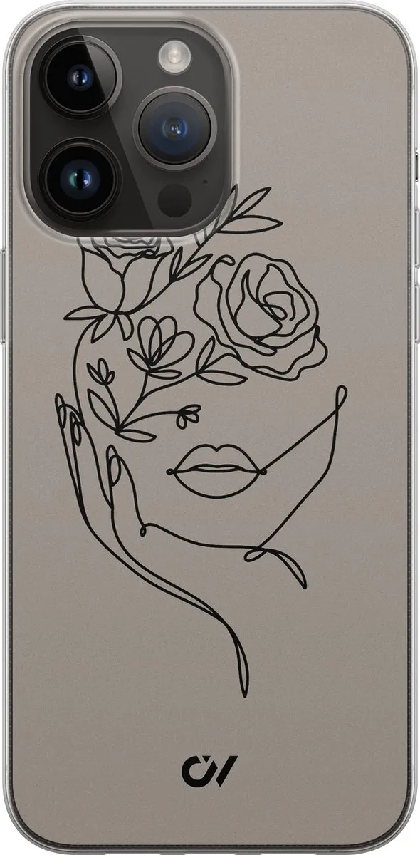 Casevibes iPhone 14 Pro Max Hoesje Oneline Face Flower