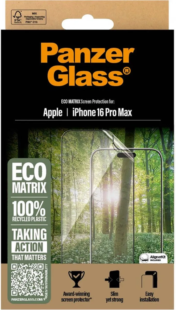 PanzerGlass Matrix Recycled Ultra-Wide Screenprotector iPhone 16 Pro Max