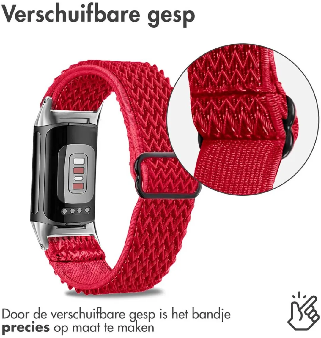 Imoshion Elastisch Nylon Bandje Fitbit Charge 5 - Rood