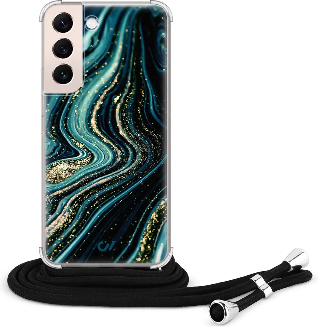 Casevibes Telefoonhoesje S22 Blue Marble Waves - Blauw - C/S22/UV/007