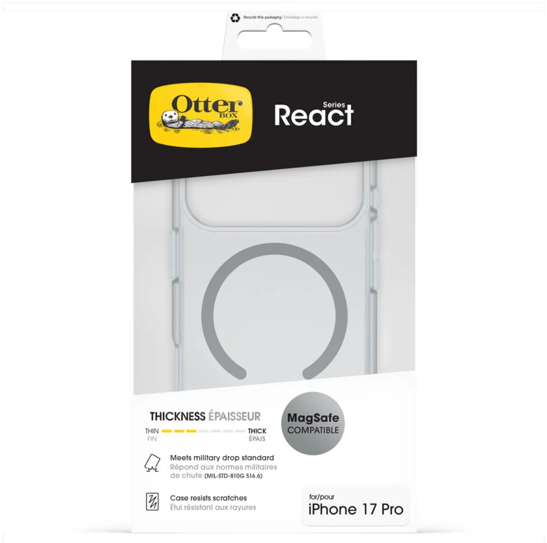 OtterBox React MagSafe Hoesje 77-99280 - iPhone 17 Pro - Transparant