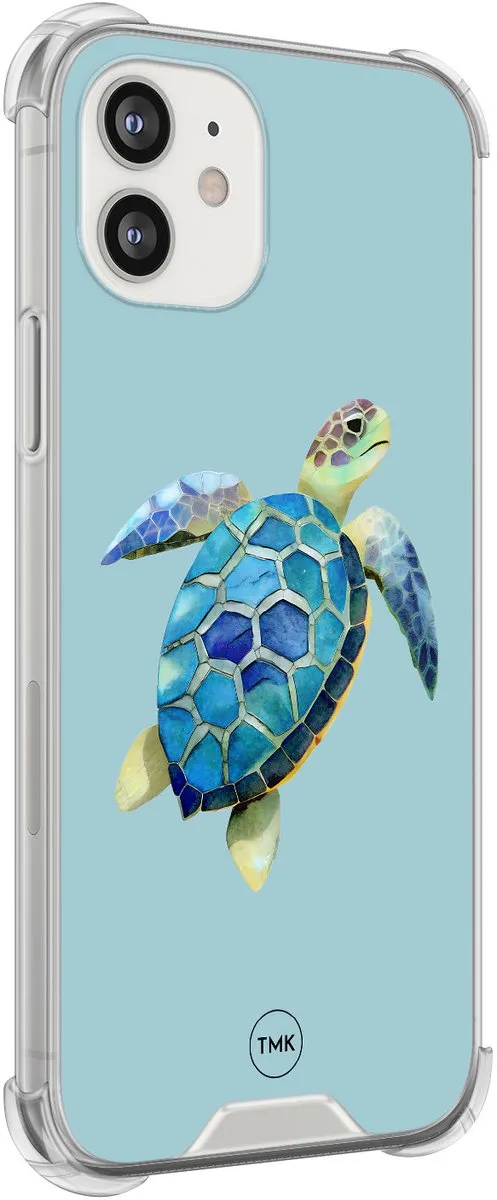 Casevibes iPhone 12 Mini Shockproof Hoesje - Schildpad - Blauw