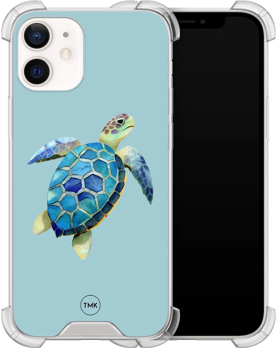 Casevibes iPhone 12 Mini Shockproof Hoesje - Schildpad - Blauw