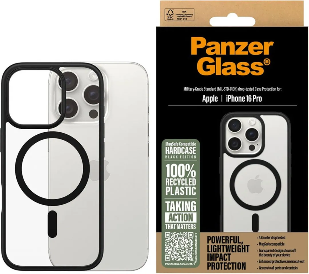 PanzerGlass iPhone 16 Pro HardCase - Zwart MagSafe Transparant - MPN 1302