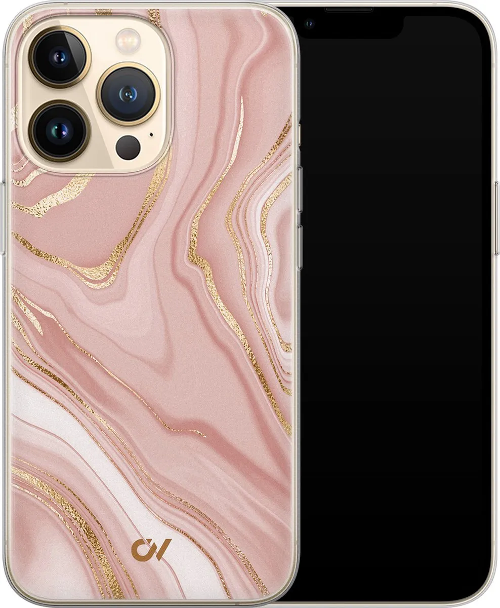 Casevibes iPhone 13 Pro Hoesje - Rose Marble - TPU - A/13P/UV/014