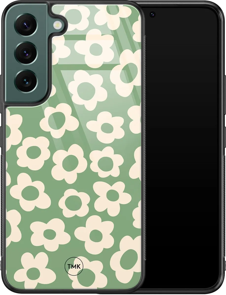 Casevibes Hoesje Samsung Galaxy S22 - Retro Cute Flowers Groen
