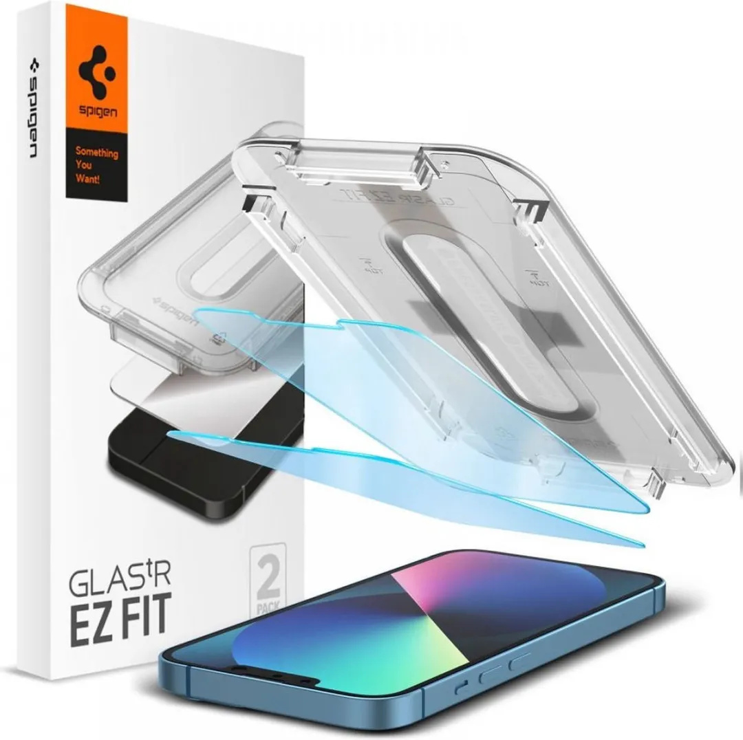 Spigen Glas.tR EZ Fit Gehard Glas Blue Light Filter Screenprotector voor Apple iPhone 13 2-Pack