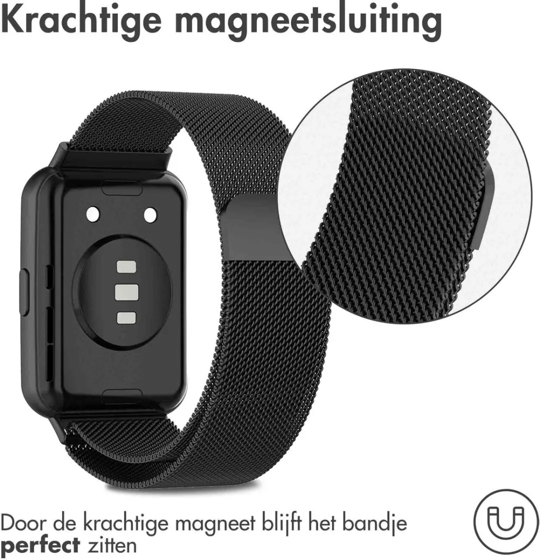 Imoshion Milanees Magnetisch Bandje - Huawei Watch Fit 2 - Zwart