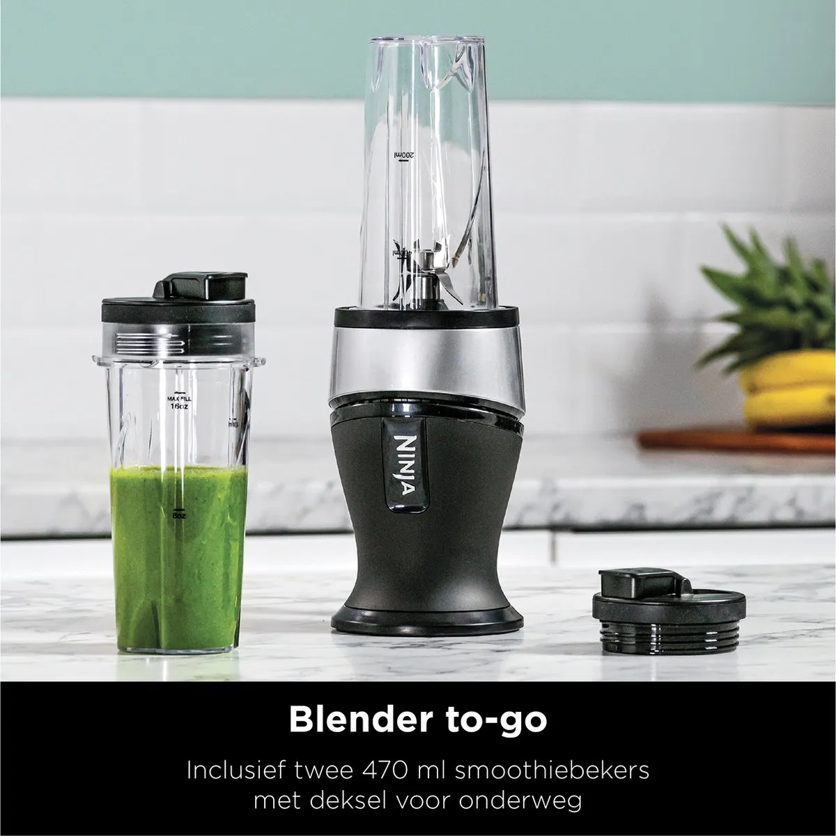 Ninja Foodi QB3001EUS Nutri Blender - 700W - 2 Bekers-to-Go - Zwart/Grijs