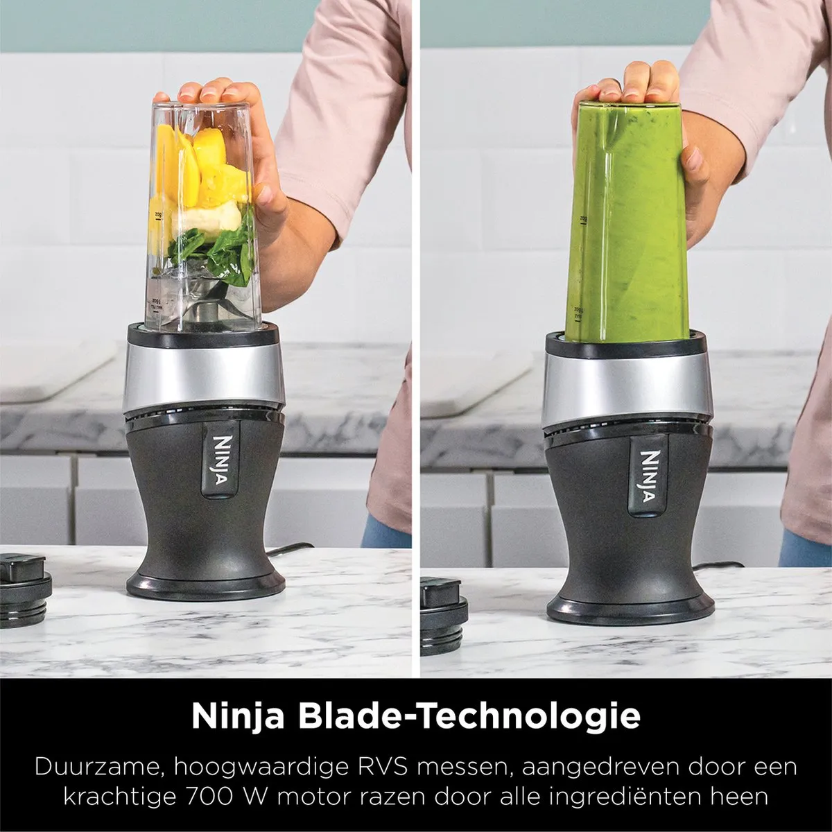 Ninja Foodi QB3001EUS Nutri Blender - 700W - 2 Bekers-to-Go - Zwart/Grijs