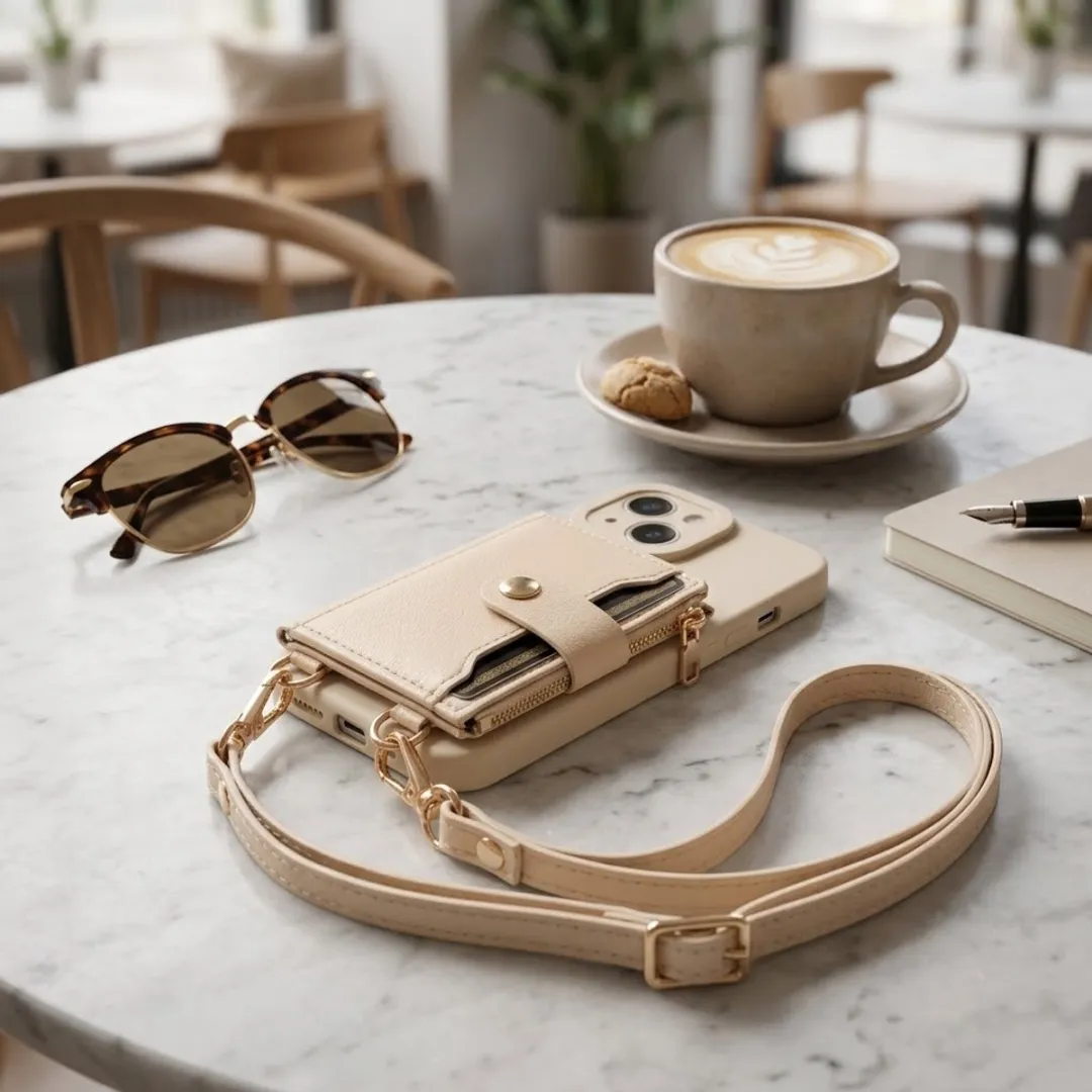 NUVEX iPhone 14/13 Hoesje met Portemonnee - Beige