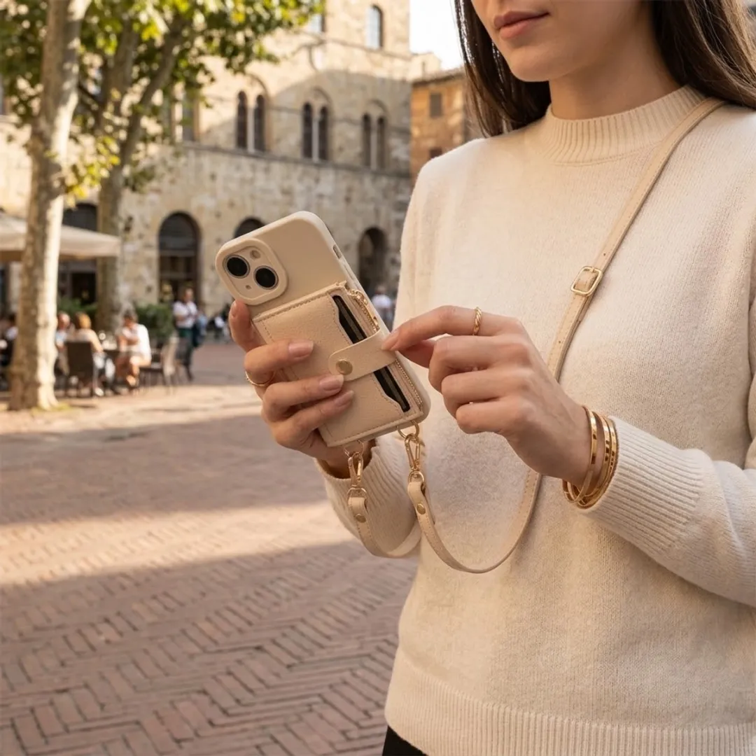NUVEX iPhone 14/13 Hoesje met Portemonnee - Beige
