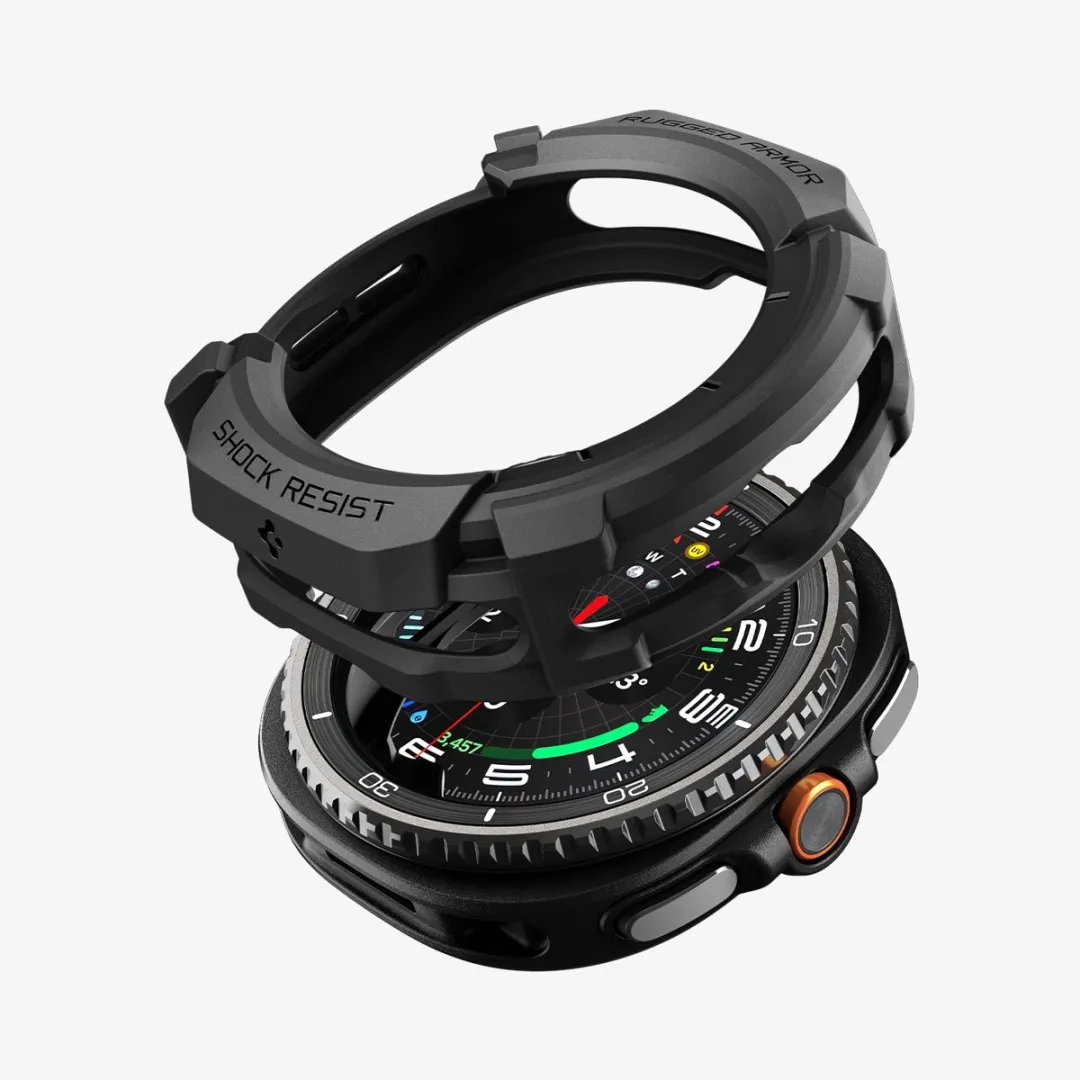 Spigen Rugged Armor Hoesje Samsung Galaxy Watch 8 Classic 46mm - Zwart - afbeelding 6 van 6