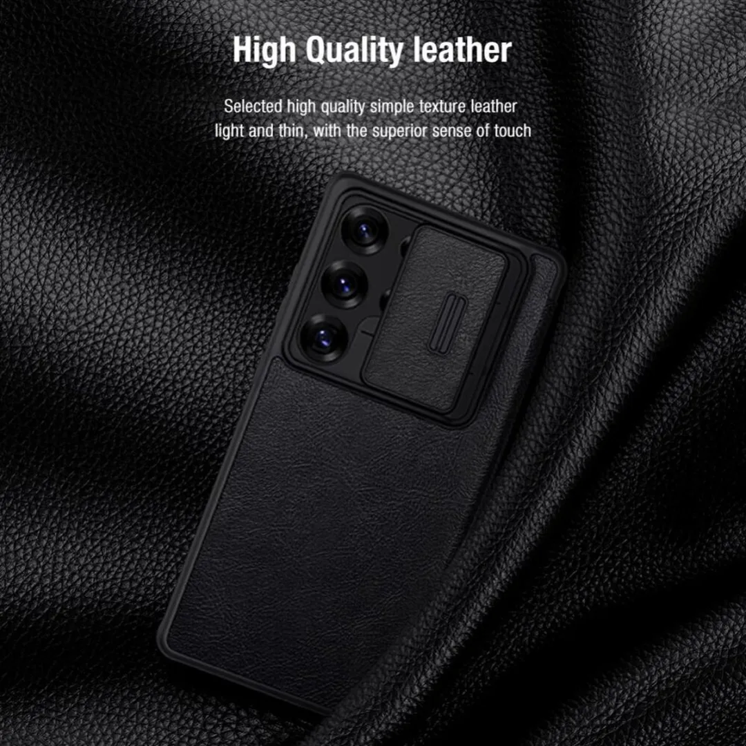 Nillkin Qin Pro Hoesje Samsung Galaxy S25 Ultra - 2 Pasjes - Zwart