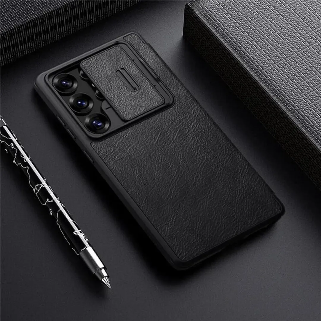 Nillkin Qin Pro Hoesje Samsung Galaxy S25 Ultra - 2 Pasjes - Zwart